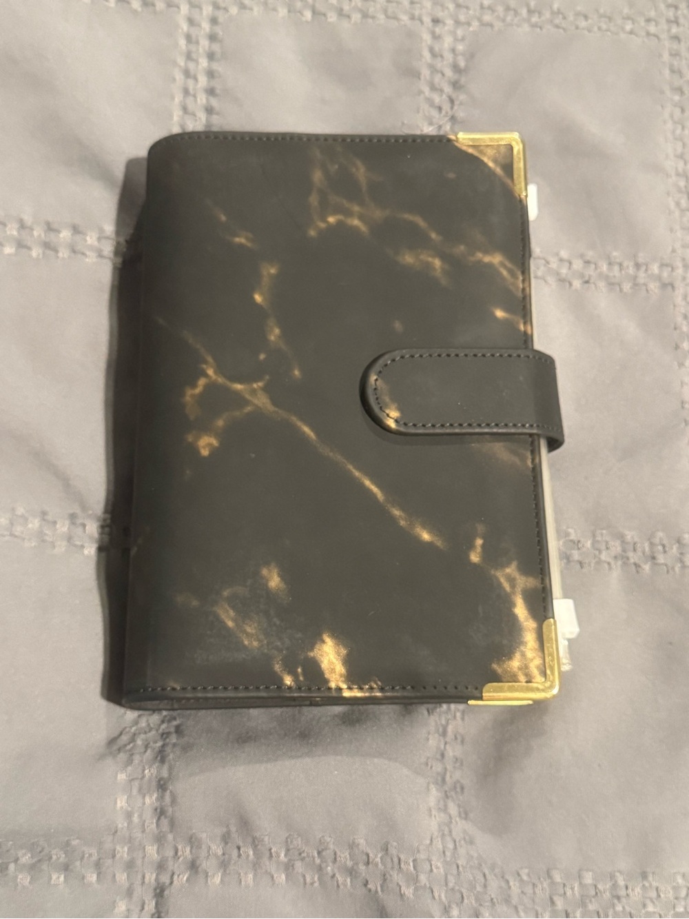Leather-Look Black and Gold Marble Journal Cover